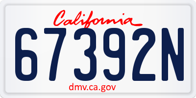 CA license plate 67392N