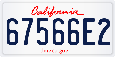 CA license plate 67566E2