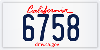 CA license plate 6758