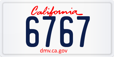 CA license plate 6767