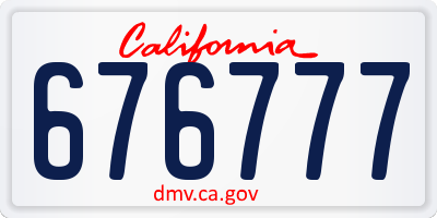 CA license plate 676777