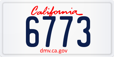 CA license plate 6773