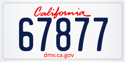 CA license plate 67877