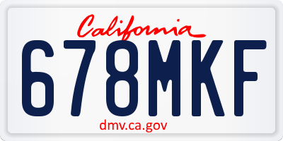 CA license plate 678MKF