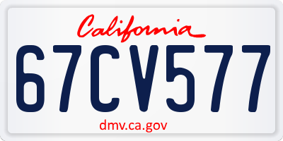 CA license plate 67CV577