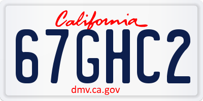 CA license plate 67GHC2