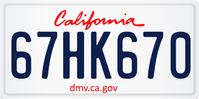 CA license plate 67HK670