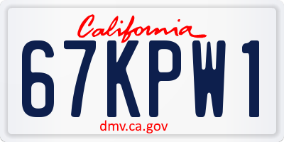 CA license plate 67KPW1