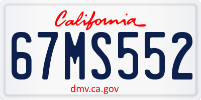 CA license plate 67MS552