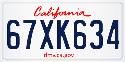 CA license plate 67XK634