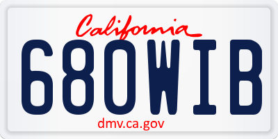 CA license plate 680WIB