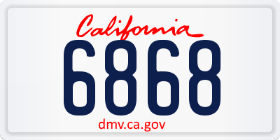 CA license plate 6868