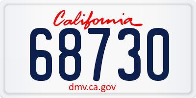 CA license plate 68730