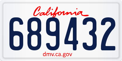 CA license plate 689432