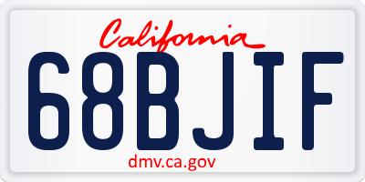 CA license plate 68BJIF