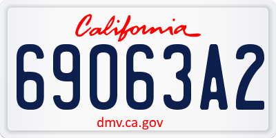 CA license plate 69063A2