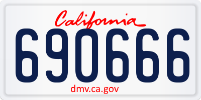 CA license plate 690666