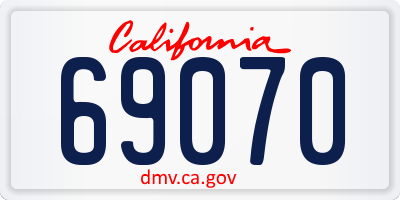 CA license plate 69070