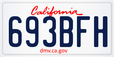 CA license plate 693BFH