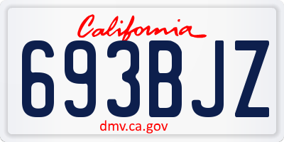 CA license plate 693BJZ