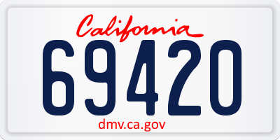 CA license plate 69420