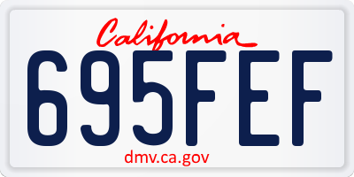 CA license plate 695FEF