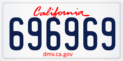 CA license plate 696969