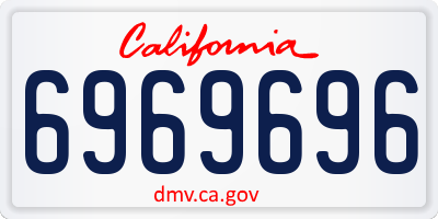 CA license plate 6969696