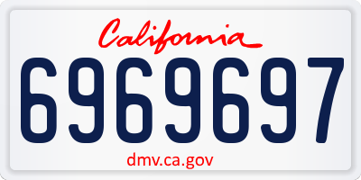 CA license plate 6969697