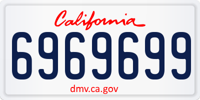 CA license plate 6969699