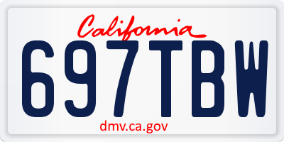 CA license plate 697TBW