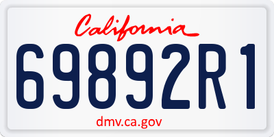 CA license plate 69892R1