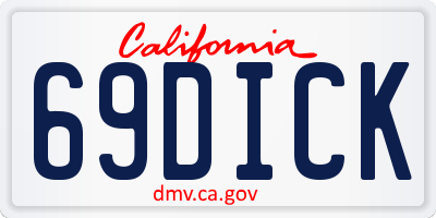 CA license plate 69DICK