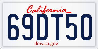 CA license plate 69DT50