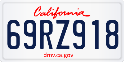 CA license plate 69RZ918