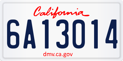 CA license plate 6A13014