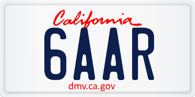 CA license plate 6AAR