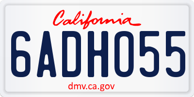 CA license plate 6ADHO55