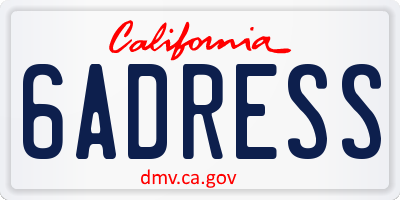 CA license plate 6ADRESS