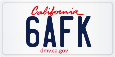 CA license plate 6AFK