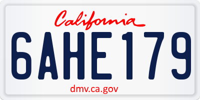 CA license plate 6AHE179