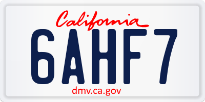 CA license plate 6AHF7