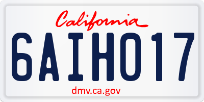 CA license plate 6AIH017