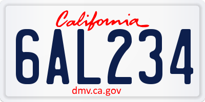 CA license plate 6AL234