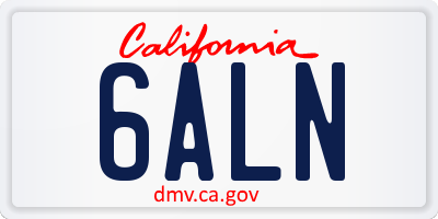 CA license plate 6ALN