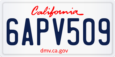 CA license plate 6APV509