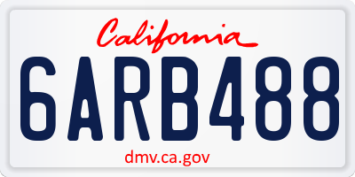 CA license plate 6ARB488