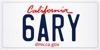 CA license plate 6ARY