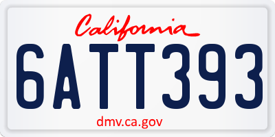 CA license plate 6ATT393