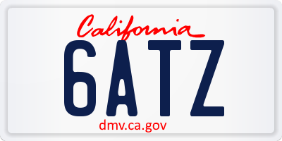 CA license plate 6ATZ